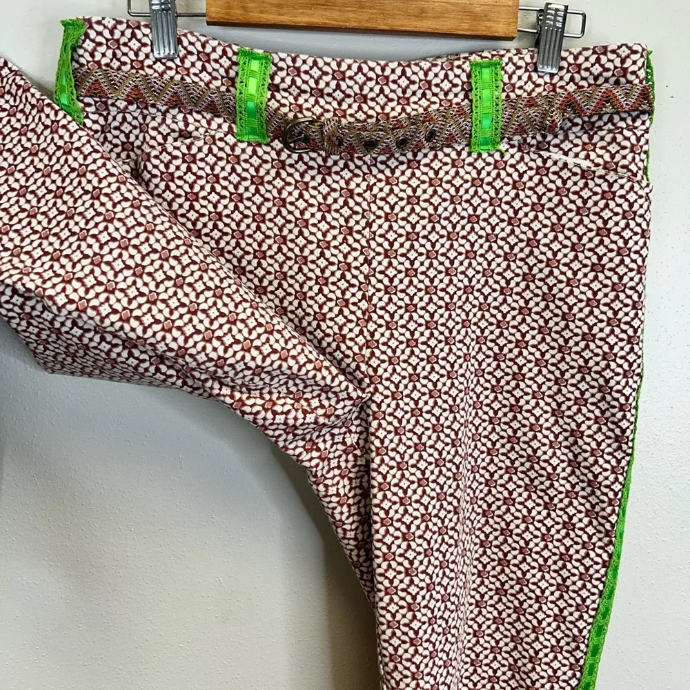 Floral Colorful Flare Pants Fun Festival Hippie Boho‎ Size 12 Stretch Maximalist
